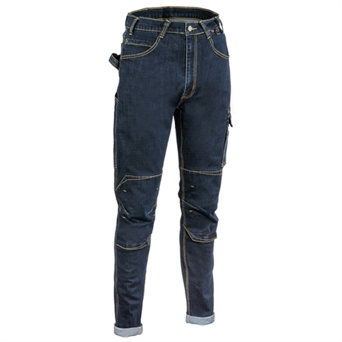 Pantalone blue jeans da lavoro con quattro tasche elasticizzato in cotone Quarteira in offerta - Cofra Fortunato Shop