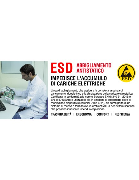 Camice da lavoro Electrostatic per ambienti Atex e Esd colore bianco 