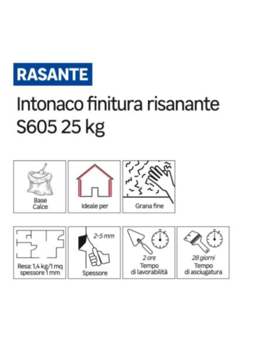 Intonaco Bianco Base Calce Traspirante Interni Esterni Decorativo Muri 25 kg