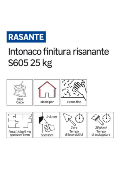 Intonaco Bianco Base Calce Traspirante Interni Esterni Decorativo Muri 25 kg
