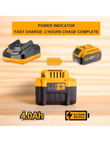 Batteria Ioni Litio 20V 4AH Indicatore LED Potenza Costante Strumenti elettrici