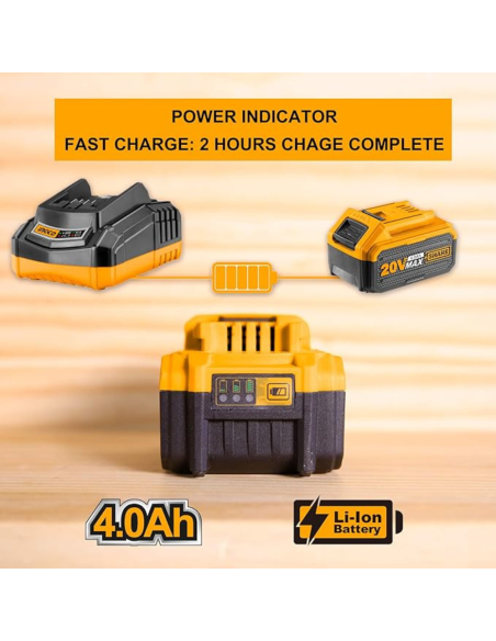 Batteria Ioni Litio 20V 4AH Indicatore LED Potenza Costante Strumenti elettrici