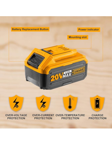 Batteria Ioni Litio 20V 4AH Indicatore LED Potenza Costante Strumenti elettrici