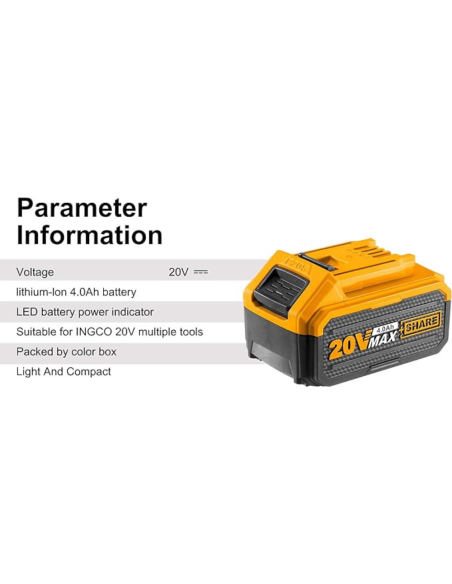 Batteria Ioni Litio 20V 4AH Indicatore LED Potenza Costante Strumenti elettrici