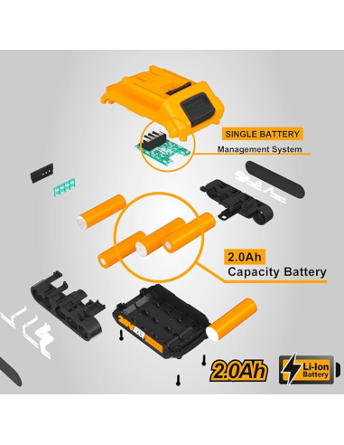 Batteria Ioni Litio 20V 2AH Indicatore LED Potenza Costante Strumenti elettrici