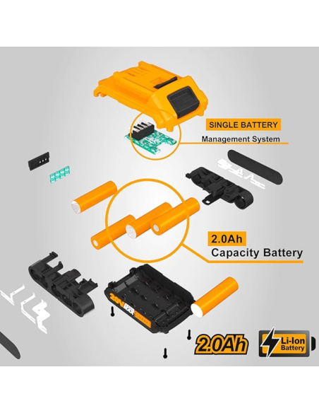 Batteria Ioni Litio 20V 2AH Indicatore LED Potenza Costante Strumenti elettrici