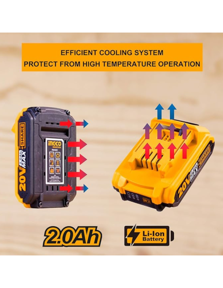 Batteria Ioni Litio 20V 2AH Indicatore LED Potenza Costante Strumenti elettrici
