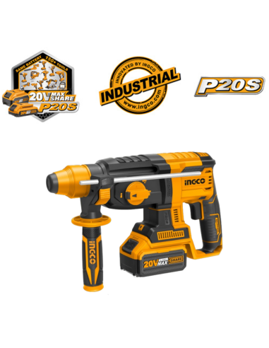 Martello Demolitore A Batteria 20V + 2 Batterie  + 4 Punte  + Caricabatterie