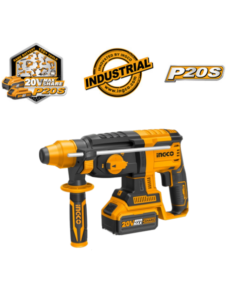 Martello Demolitore A Batteria 20V + 2 Batterie  + 4 Punte  + Caricabatterie