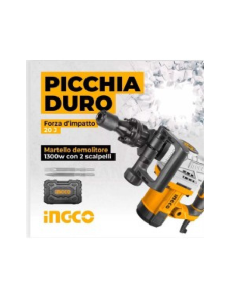 Martello demolitore da 1300 watt con due scalpelli e valigetta PDB130018