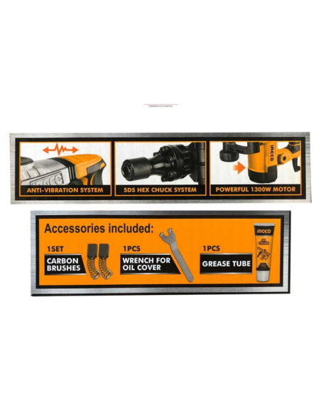 Martello demolitore da 1300 watt con due scalpelli e valigetta PDB130018