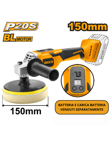Lucidatrice A Batteria Litio 20V Nuda Senza Fili Velocità Regolabile 150MM