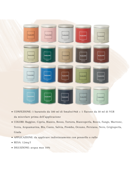 Smalto1968 Base Acqua VGR Piastrelle Ceramiche Supporti Difficili L 0.5