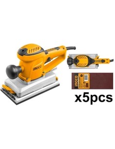 Levigatrice Orbitale A Filo Base Alluminio 350W 5 Fogli Abrasivi + Set Spazzole