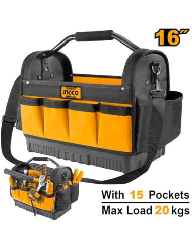 Borsa Porta Attrezzi 15 Tasche Base Rigida Organizzazione Utensili cm 40 