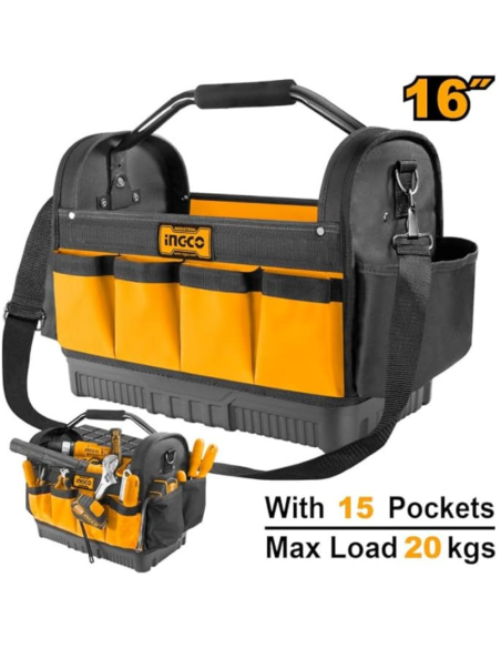 Borsa Porta Attrezzi 15 Tasche Base Rigida Organizzazione Utensili cm 40 