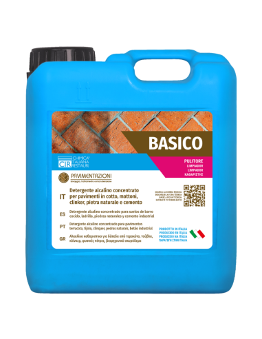 Detergente alcalino concentrato sgrassante per pavimenti da 5 lt Basico