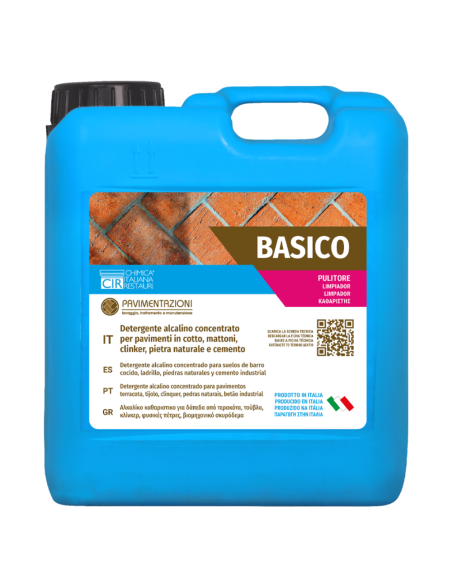 Detergente alcalino concentrato sgrassante per pavimenti da 5 lt Basico