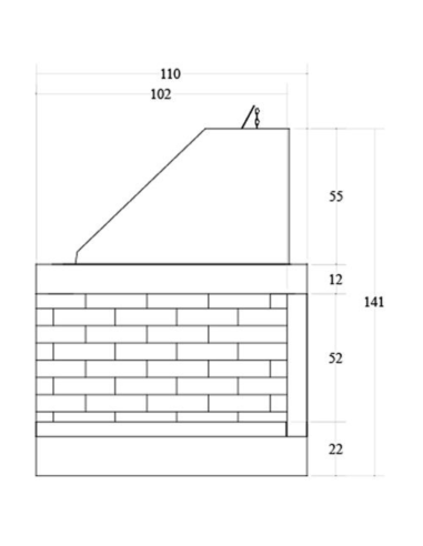 Camino A Legna Prefabbricato Refrattario Focolare Aperto Reversibile DS110REF 