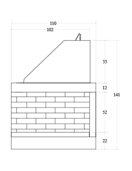 Camino A Legna Prefabbricato Refrattario Focolare Aperto Reversibile DS110REF 