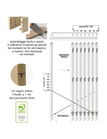 Controtelaio in abete per muratura 200 x 104 cm da 12 cm