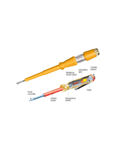 Cacciavite Cercafase Analizzatore Rete Tensione Sistemi Elettrici 140 mm x 3 mm