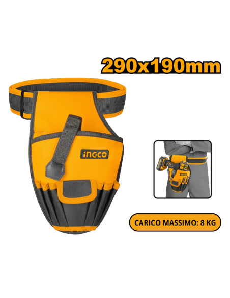 Fodero Porta Attrezzi Avvitatore Trapano Utensili 6 Tasche Cintura Inclusa
