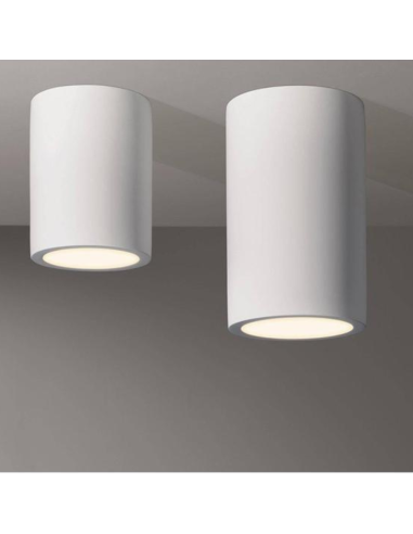 Applique Lampada Gesso Bianco Verniciabile da Soffitto Ø 70 mm x L. 170 mm 