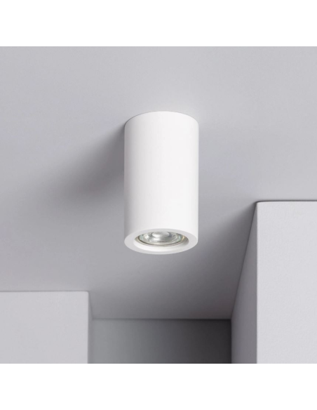 Applique Lampada Gesso Bianco Verniciabile da Soffitto Ø 70 mm x L. 140 mm 