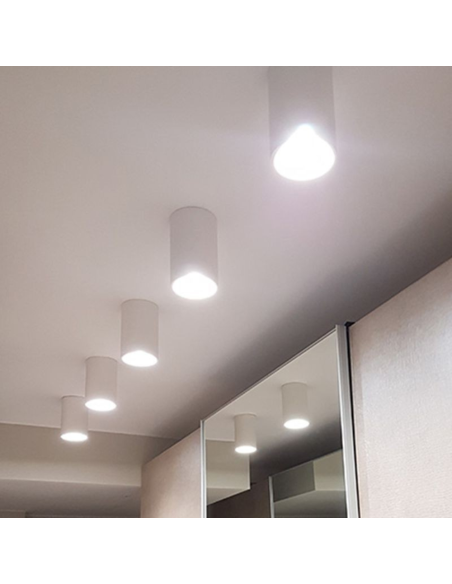 Applique Lampada Gesso Bianco Verniciabile da Soffitto Ø 70 mm x L. 140 mm 