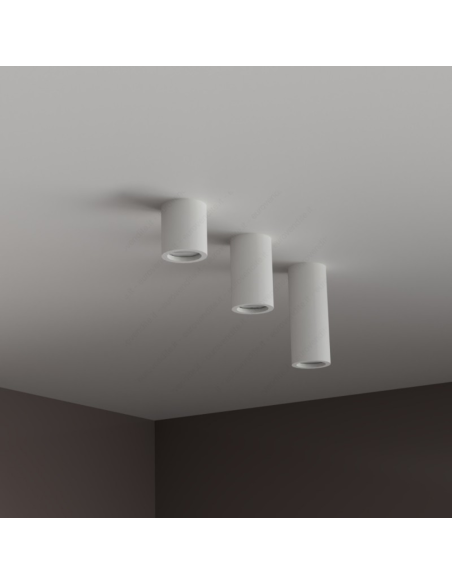 Applique Lampada Gesso Bianco Verniciabile da Soffitto Ø 70 mm x L. 140 mm 