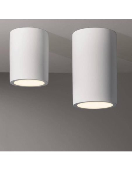 Applique Lampada Gesso Bianco Verniciabile da Soffitto Ø 70 mm x L. 112 mm 