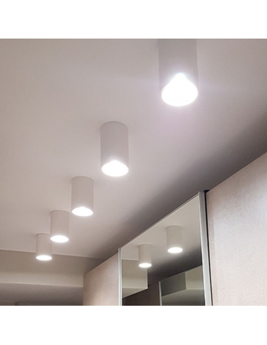 Applique Lampada Gesso Bianco Verniciabile da Soffitto Ø 70 mm x L. 112 mm 