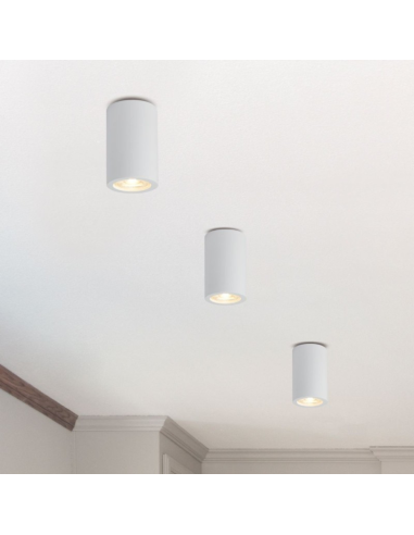 Applique Lampada Gesso Bianco Verniciabile da Soffitto Ø 70 mm x L. 112 mm 