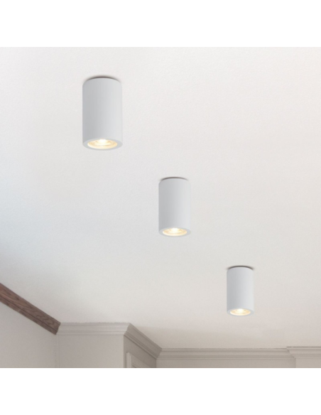 Applique Lampada Gesso Bianco Verniciabile da Soffitto Ø 70 mm x L. 112 mm 