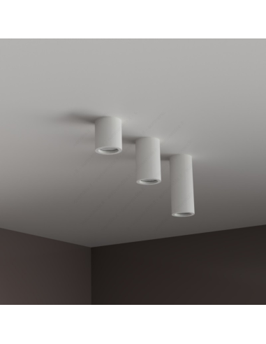 Applique Lampada Gesso Bianco Verniciabile da Soffitto Ø 70 mm x L. 112 mm 