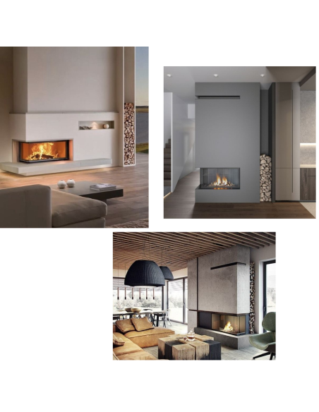 Camino Legna Prefabbricato Ghisa Focolare Aperto Reversibile DS90TGH Calore