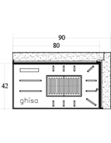 Camino Legna Prefabbricato Ghisa Focolare Aperto Reversibile DS90TGH Calore