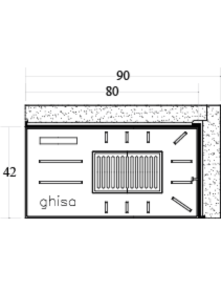 Camino Legna Prefabbricato Ghisa Focolare Aperto Reversibile DS90TGH Calore