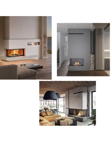 Camino Legna Prefabbricato Ghisa Focolare Aperto Reversibile DS110TGH Calore