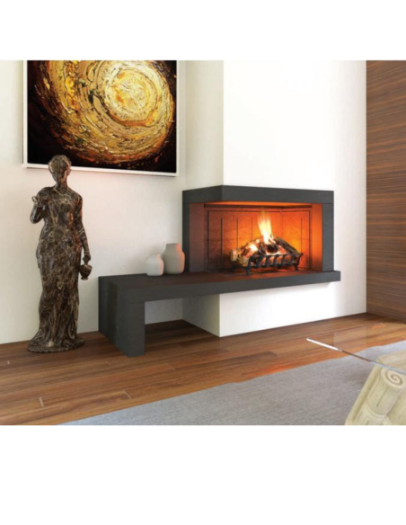 Camino Legna Prefabbricato Ghisa Focolare Aperto Reversibile DS110TGH Calore