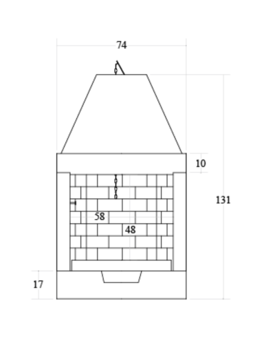 Camino Legna Prefabbricato Refrattario Focolare Aperto M80REF Riscaldamento 