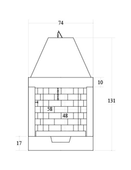 Camino Legna Prefabbricato Refrattario Focolare Aperto M80REF Riscaldamento 