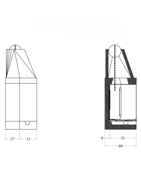 Camino Legna Prefabbricato Ghisa Focolare Aperto M110TGH Riscaldamento 
