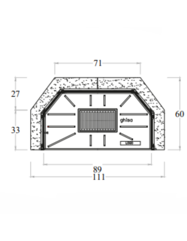 Camino Legna Prefabbricato Ghisa Focolare Aperto M110TGH Riscaldamento 