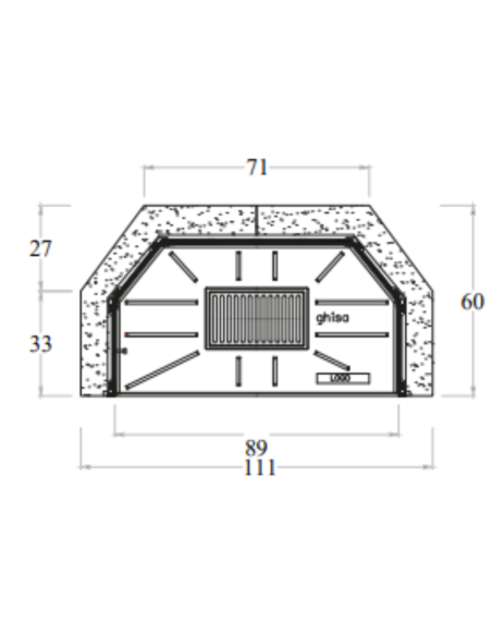 Camino Legna Prefabbricato Ghisa Focolare Aperto M110TGH Riscaldamento 