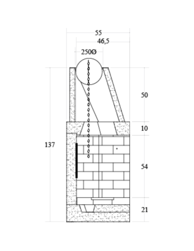 Camino Legna Prefabbricato Refrattario Focolare Aperto M100REF Riscaldamento 