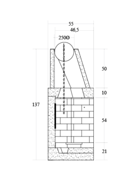 Camino Legna Prefabbricato Refrattario Focolare Aperto M100REF Riscaldamento 