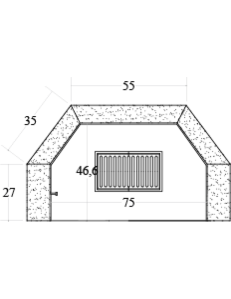 Camino Legna Prefabbricato Refrattario Focolare Aperto M100REF Riscaldamento 