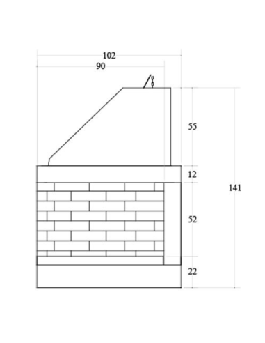Camino Legna Prefabbricato Refrattario Focolare Aperto Reversibile DS100REF 